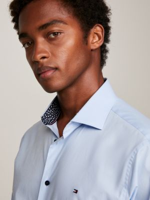 Contrast Collar Slim Fit Poplin Shirt | Blue | Tommy Hilfiger