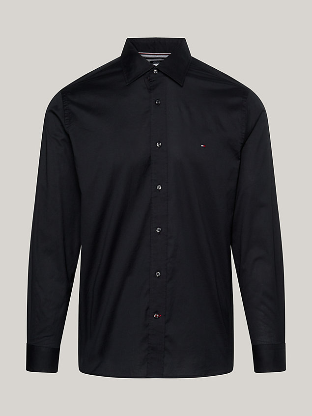 chemise coupe standard en popeline th flex black pour hommes tommy hilfiger