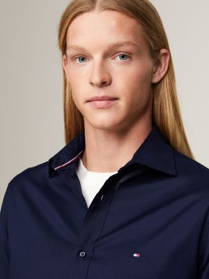 TH Flex Poplin Regular Fit Shirt Blue Tommy Hilfiger