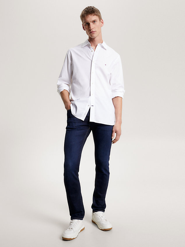 white popelinowa koszula th flex dla mężczyźni - tommy hilfiger