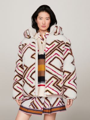 Striped hot sale puffer coat