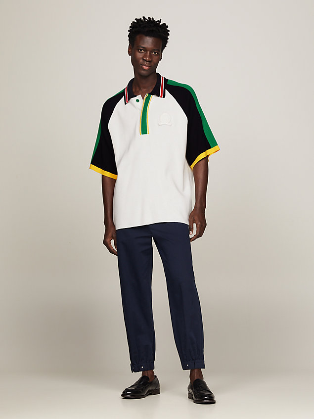 white crest colour-blocked relaxed polo for men tommy hilfiger
