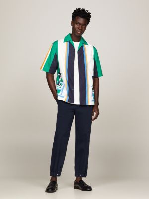 Colour blocked overhemd met Cubaanse kraag Groen Tommy Hilfiger