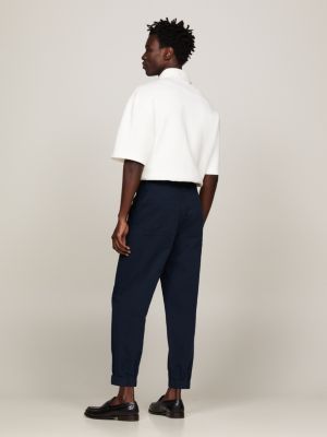 Crest Cropped Adjustable Cuff Chinos Blue Tommy Hilfiger