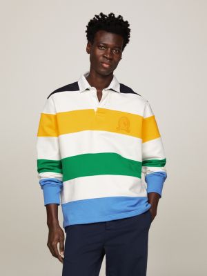 white crest boxy fit poloshirt mit rugby-streifen für herren - tommy hilfiger