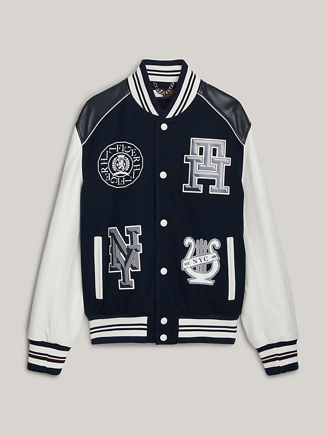 giacca varsity relaxed fit dual gender blue da uomini tommy hilfiger