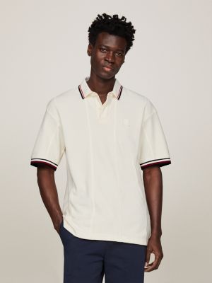 white crest regular fit poloshirt mit stoffbahnen für herren - tommy hilfiger