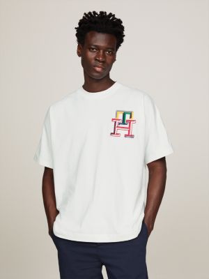 white th monogram boxy fit t-shirt mit kimono-ärmel für herren - tommy hilfiger