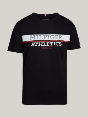 T Shirt mit Logo und Rundhalsausschnitt Schwarz Tommy Hilfiger