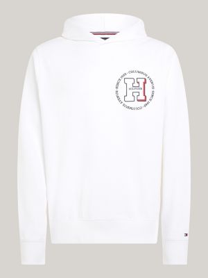 white roundel logo terry hoody for men tommy hilfiger