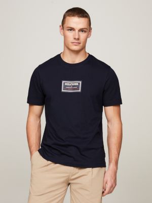 blue t-shirt aus jersey mit logoprint für herren - tommy hilfiger