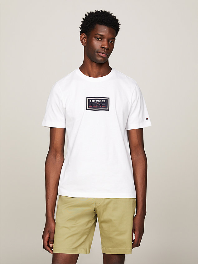 white logo print jersey t-shirt for men tommy hilfiger