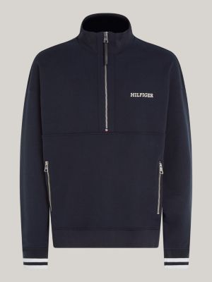 Hilfiger Monotype Half Zip Regular Fit Sweatshirt Blue Tommy Hilfiger