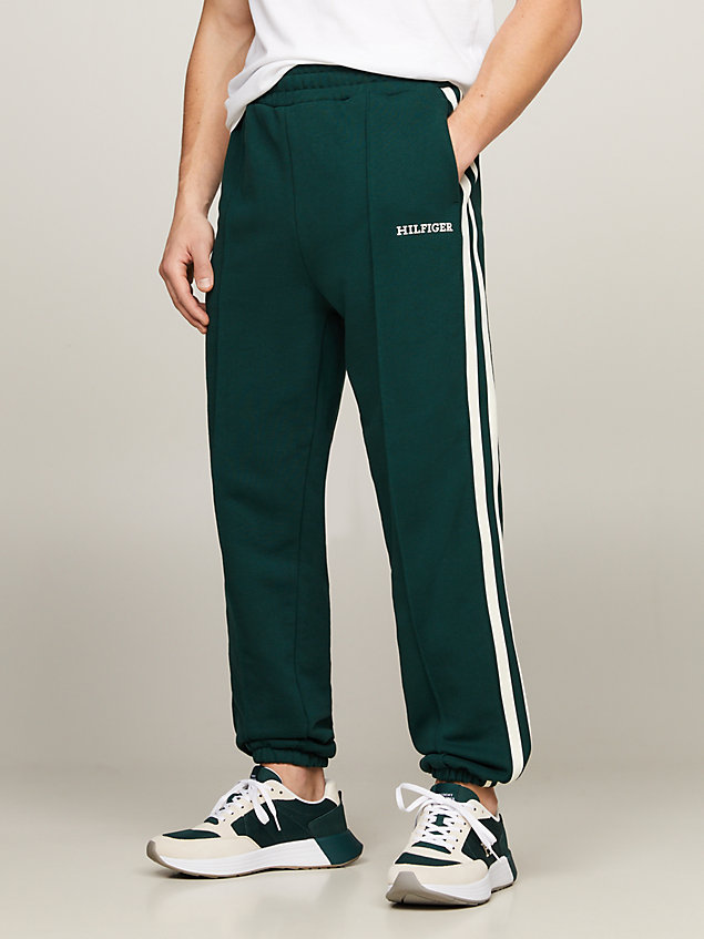 green hilfiger monotype contrast tape joggers for men tommy hilfiger