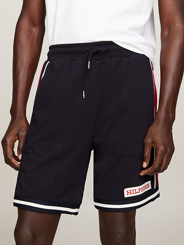 blue sweat-shorts mit hilfiger-monotype-logo für herren - tommy hilfiger