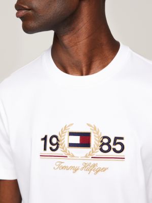 Logo Embroidery Crew Neck T-Shirt, White