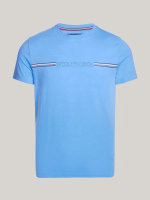 Logo Slim Fit Crew Neck T-Shirt | Blue | Tommy Hilfiger