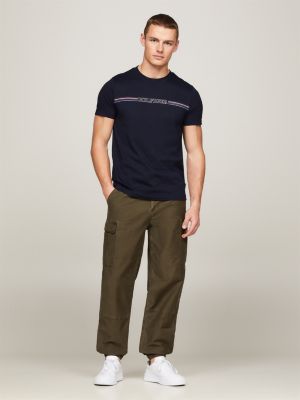 Logo Slim Fit Crew Neck T-Shirt | Blue | Tommy Hilfiger