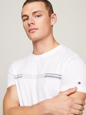 Logo Slim Fit Crew Neck T-Shirt | White | Tommy Hilfiger