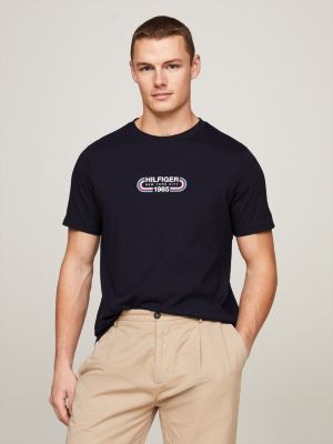 Logo Slim Fit Crew Neck T-Shirt | Blue | Tommy Hilfiger