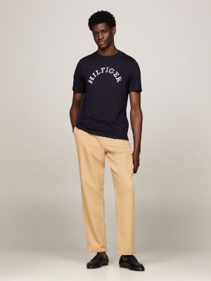 Hilfiger Monotype T-Shirt mit gebogenem Logo | Blau | Tommy Hilfiger