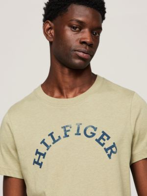 Hilfiger Monotype T-Shirt mit gebogenem Logo | Grün | Tommy Hilfiger