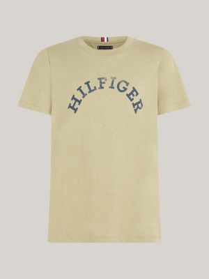 Hilfiger Monotype T-Shirt mit gebogenem Logo | Grün | Tommy Hilfiger