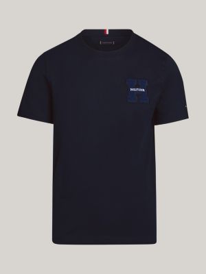 T-Shirt mit Bouclé-Logo | Blau | Tommy Hilfiger