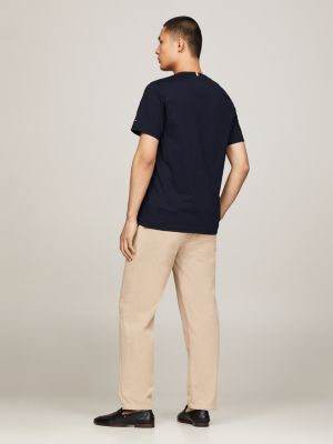 T-Shirt mit Rundhalsausschnitt und Logo vorne | Blau | Tommy Hilfiger