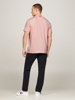 T shirt met ronde hals en logo Roze Tommy Hilfiger