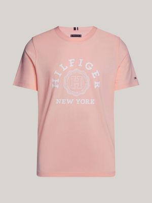 T-Shirt mit Rundhalsausschnitt und Logo vorne | Rosa | Tommy Hilfiger