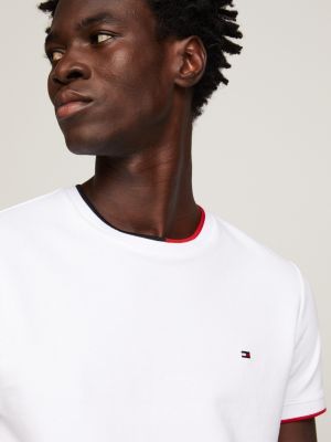 Tipped Pique Slim Fit T-Shirt | White | Tommy Hilfiger