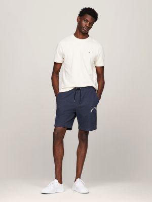 blue sweat-shorts mit bogenförmigem hilfiger-monotype für herren - tommy hilfiger