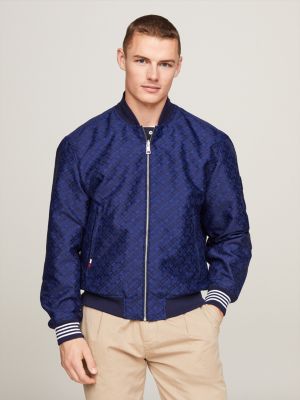 Cazadora bomber universitaria impermeable, Azul