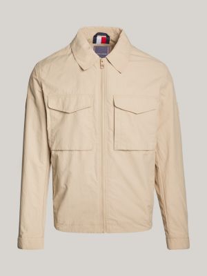 beige hybrid utility shacket for men tommy hilfiger