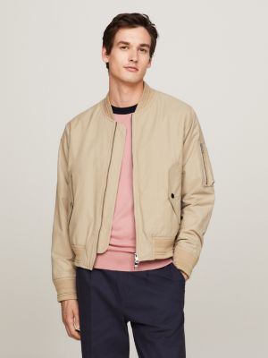 Beige bomber jacket clearance mens