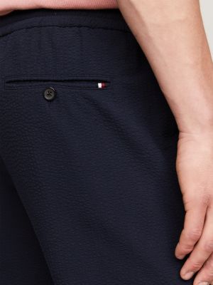 Harlem Tapered Drawstring Seersucker Trousers | Blue | Tommy Hilfiger