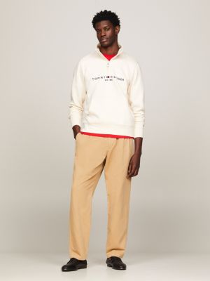 khaki straight leg fit chinos mit falten für herren - tommy hilfiger