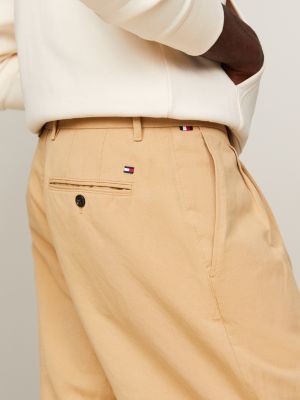 Pleated Straight Leg Chinos | Khaki | Tommy Hilfiger