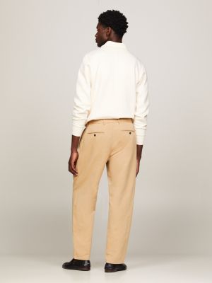 Pleated Straight Leg Chinos | Khaki | Tommy Hilfiger