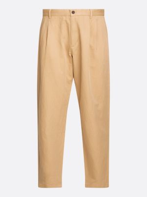 khaki pleated straight leg chinos for men tommy hilfiger