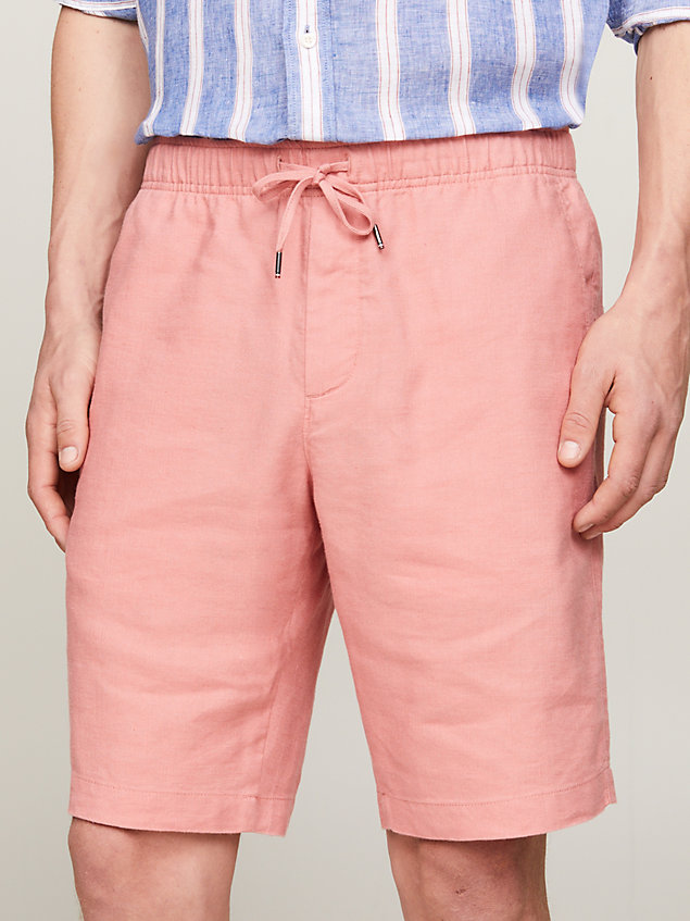 pink harlem drawstring skinny fit chino shorts for men tommy hilfiger