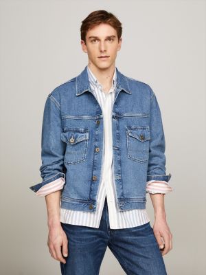 Mens oversized denim hot sale jacket black