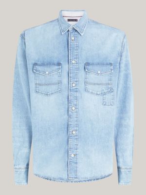 Flag Regular Denim Shirt, Denim