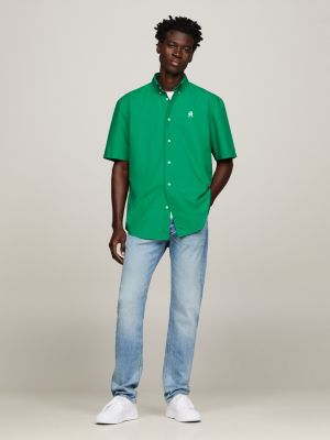 green regular fit kurzarmhemd mit th-monogramm für herren - tommy hilfiger