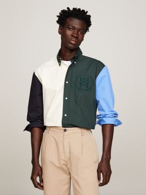 Colour-Blocked Archive Crest Logo Regular Shirt | Green | Tommy Hilfiger