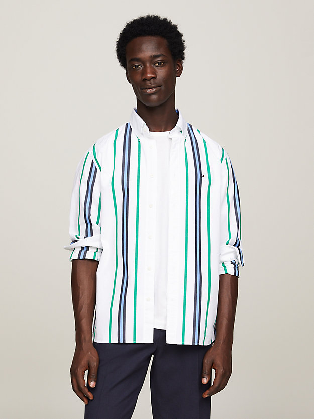 Regular Fit Polo Stripe Shirt | Green | Tommy Hilfiger