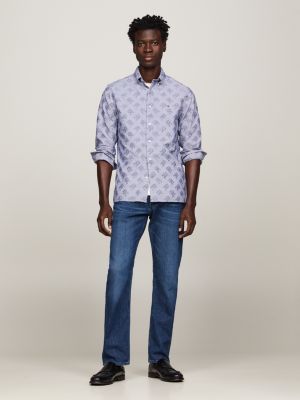 TH Monogram Stripe Regular Fit Shirt | Blue | Tommy Hilfiger