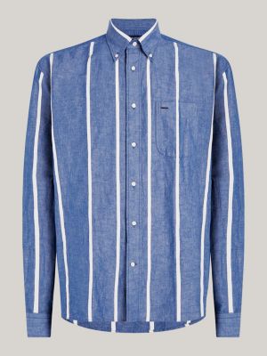 blue vertical stripe regular shirt for men tommy hilfiger