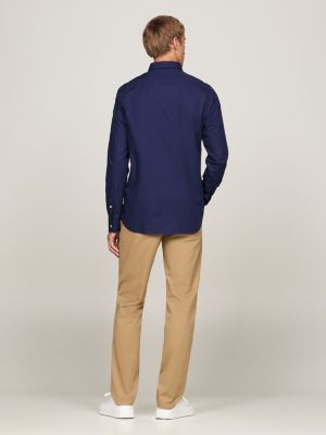 blue th flex slim dobby shirt for men tommy hilfiger